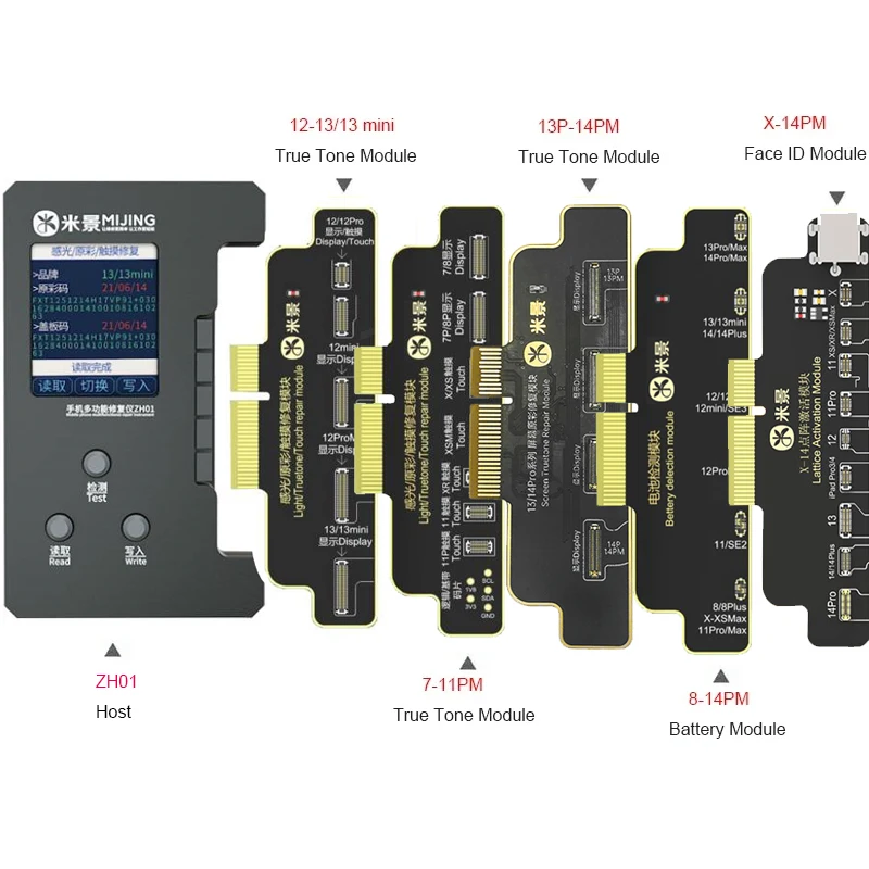 미징 ZH01 트루 톤 페이스 ID 배터리 수리 프로그래머, 아이폰 8 - 14 프로 맥스 도트 매트릭스 배터리, FPC 플렉스 케이블 데이터 수정