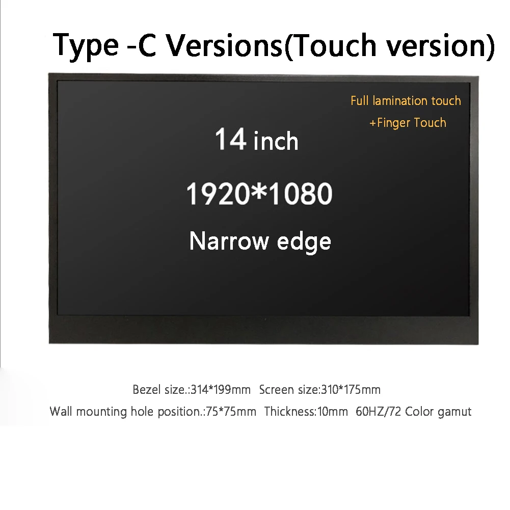 

Portable Monitor 14'' 1920*1080 Touch Display Screen for Laptop/PS4