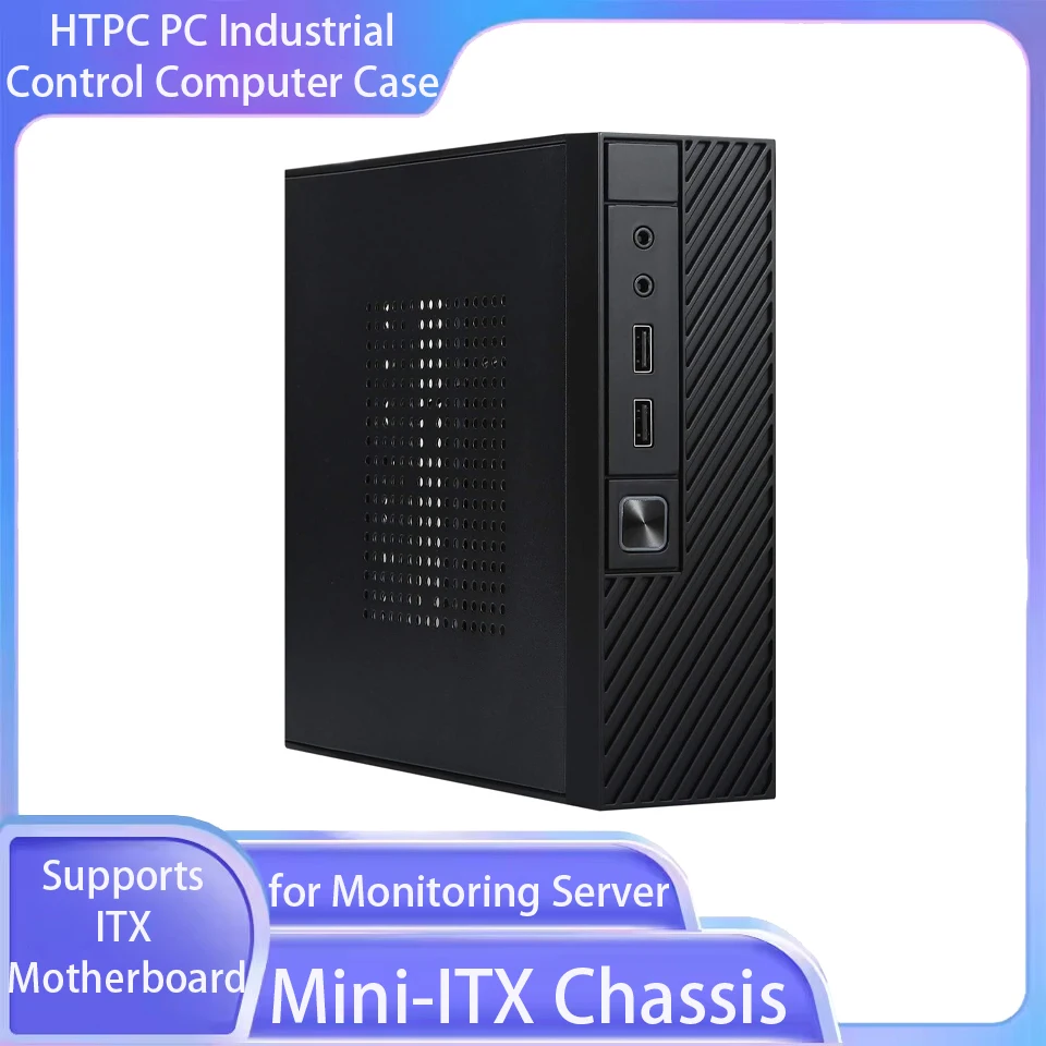 Mini-ITX Chassis HTPC PC Industrial Control Computer Case for Monitoring Server Supports ITX Motherboard Case Heat Dissipation