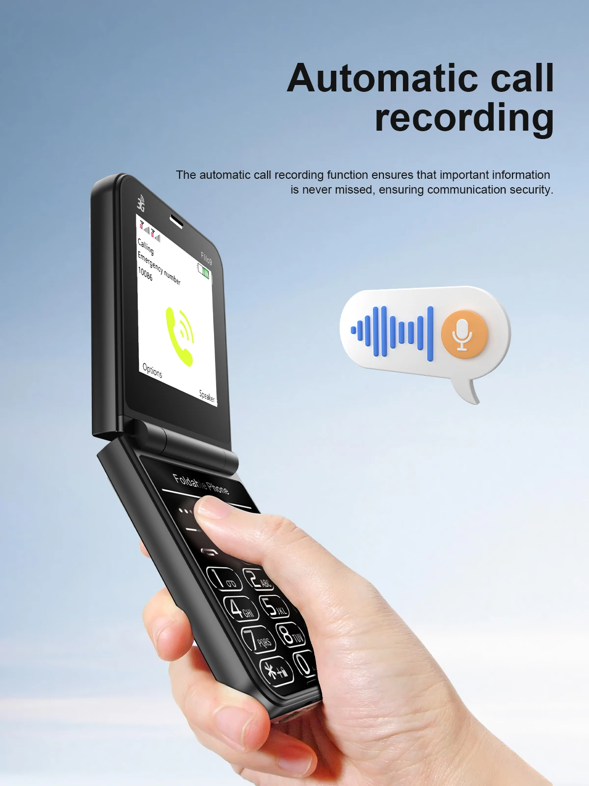 SERVO Flilo9 3G WCDMA Flip Mobile Phone Speed Dial Call Recording Blacklist FM Radio Button Flip Cellular Phone Dual SIM Standby