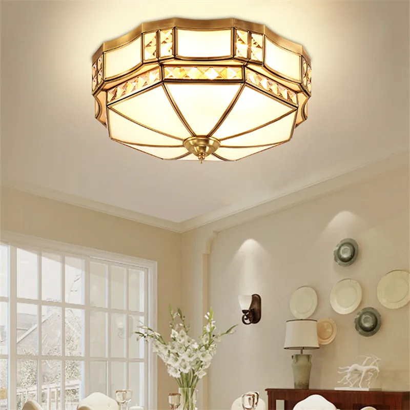 

TEMAR Modern Vintage Creative Brass Ceiling Lamp Light Luxury LED Copper Fixtures Decor For Home Bedroom Porch