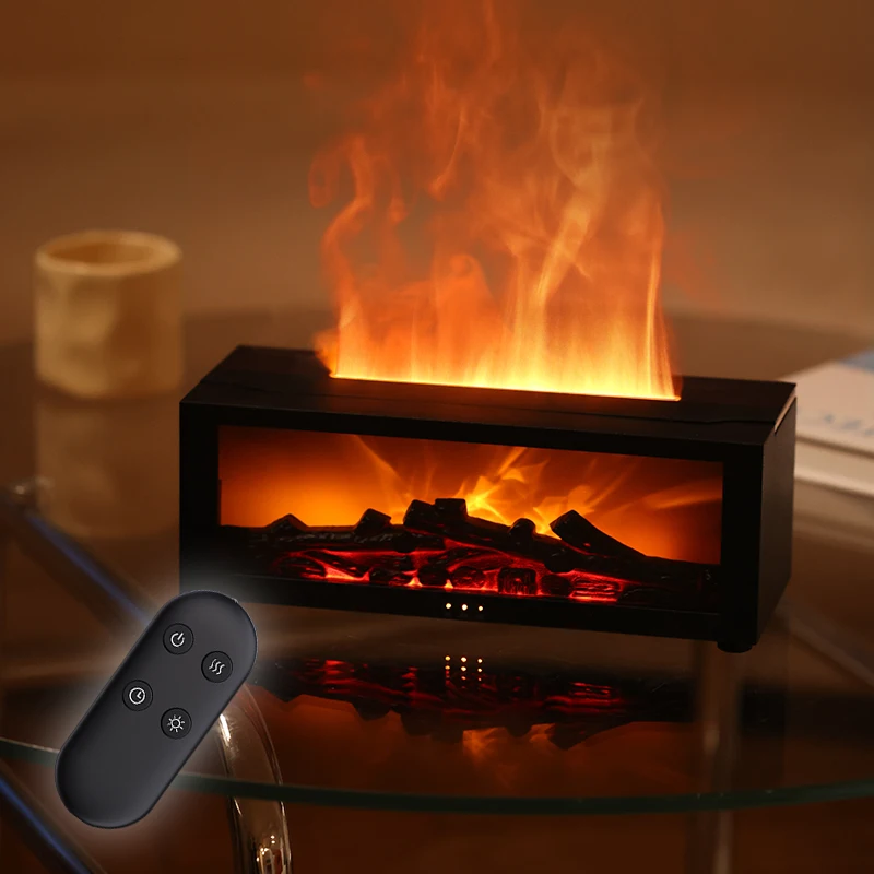 USB Fireplace Aroma Diffuser & Humidifier 5.07oz Soundwave technology Essential Oil Mist Maker Colorful Flame Night Light