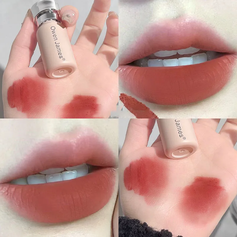 Small Bottle Pink Mist Lip Cream lip gloss lip makeup lip glaze lip tint lip stain Mud Matte Velvet Lip Gloss Clay Long-lasting Color Non-drying Nude Peach Glaze Rouge Tint