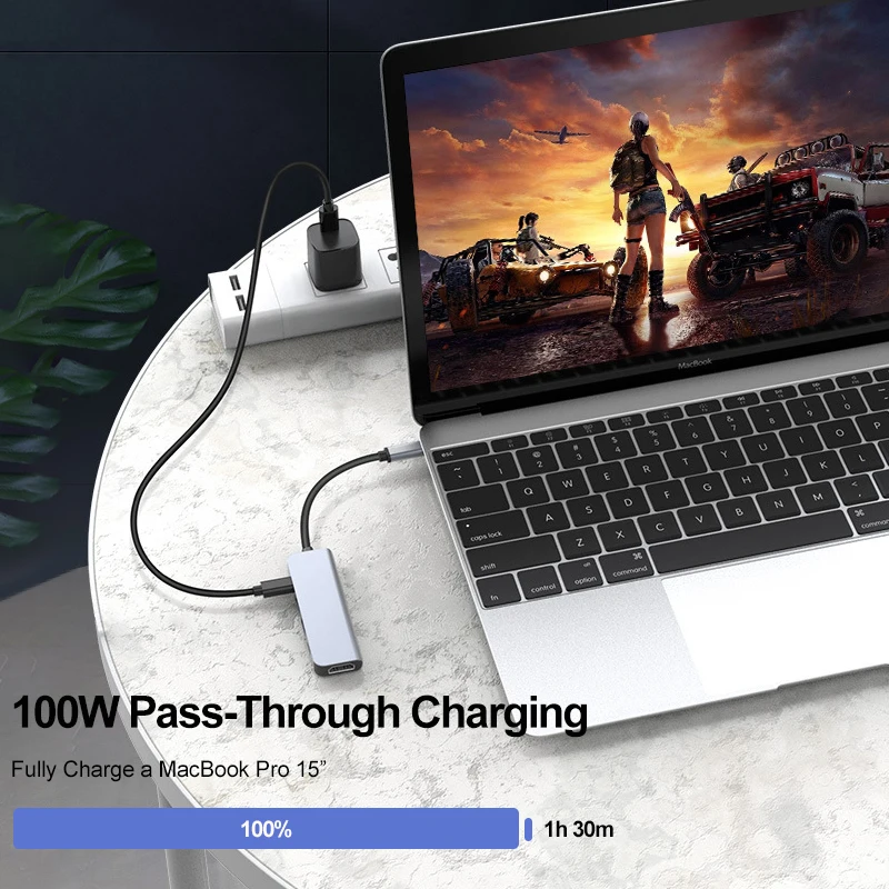 5-in-1 USB C HUB Type-C to HDMI Adapter 4K 30Hz PD100W Dock USB-C 3.1 Splitter for MacBook iPad Pro Huawei USB 3.0 HUB