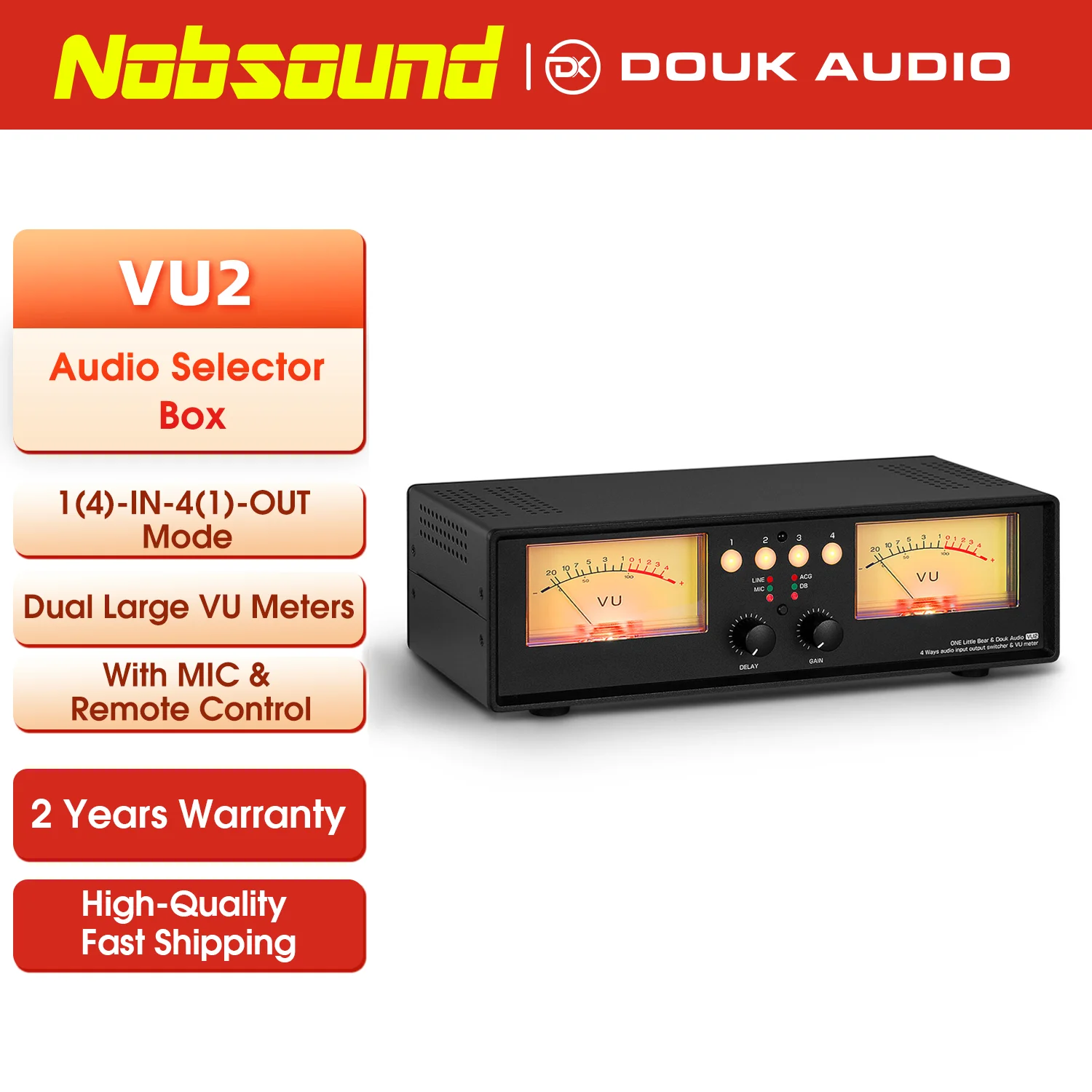 Douk Audio VU3 デュアル アナログ VU メーター， 2 ウェイ