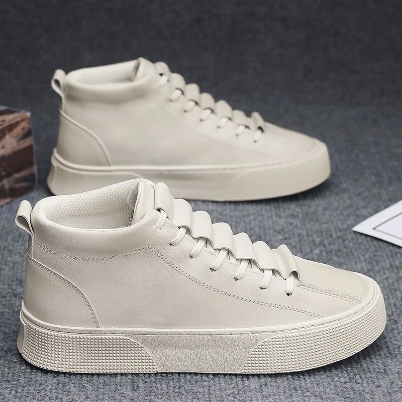 White Sneakers for Men 2024 Spring Fashion Casual Lace Up Round Toe Flat Man Running Sport Shoes Zapatillas Deportivas Hombre