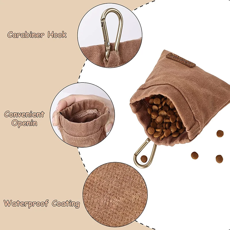 Dog Treat Pouch Portable Puppy Dog Training Treat Bag Hand Free Walking Bag Food Dispenser for Pet Puppy Outdoor Use
