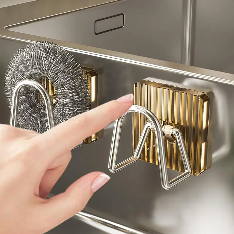 

Wall-mounted Adhesive Sink Sponge Holder Acrylic Caddy Organizer Rack Storage Hook for Brushes Chopping Board Kitchen Accessorie