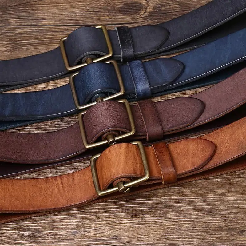 100% Genuine Leather  3.8 Wide Pure Cowhide  for Men's High Quality Jeans No Drilling Smooth Buckle Belts  Waistband Male Fashio