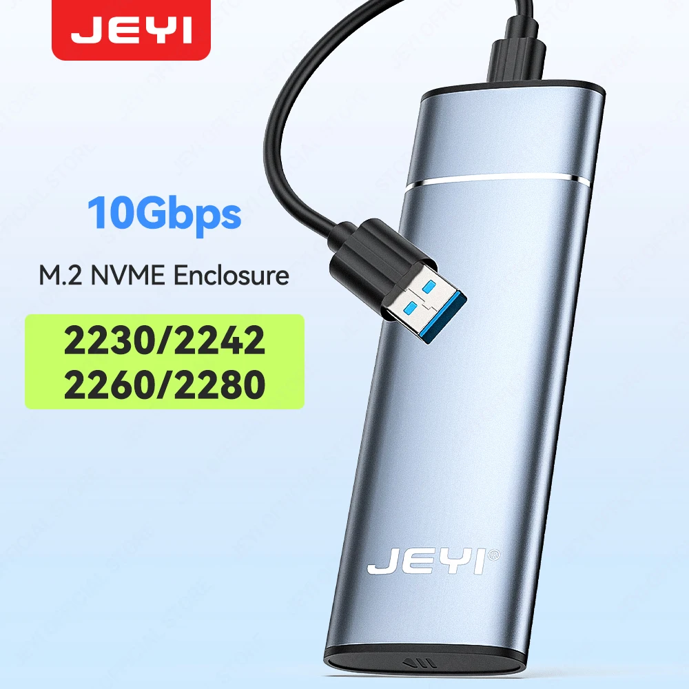 JEYI Aluminum M.2 NVME SSD Enclosure Adapter USB 3.2 Gen 2 (10 Gbps) to NVME M-Key/(B + M) Key SSD External Case With Trim UASP,ssd enclosure,ssd adapter,hard drive enclosure