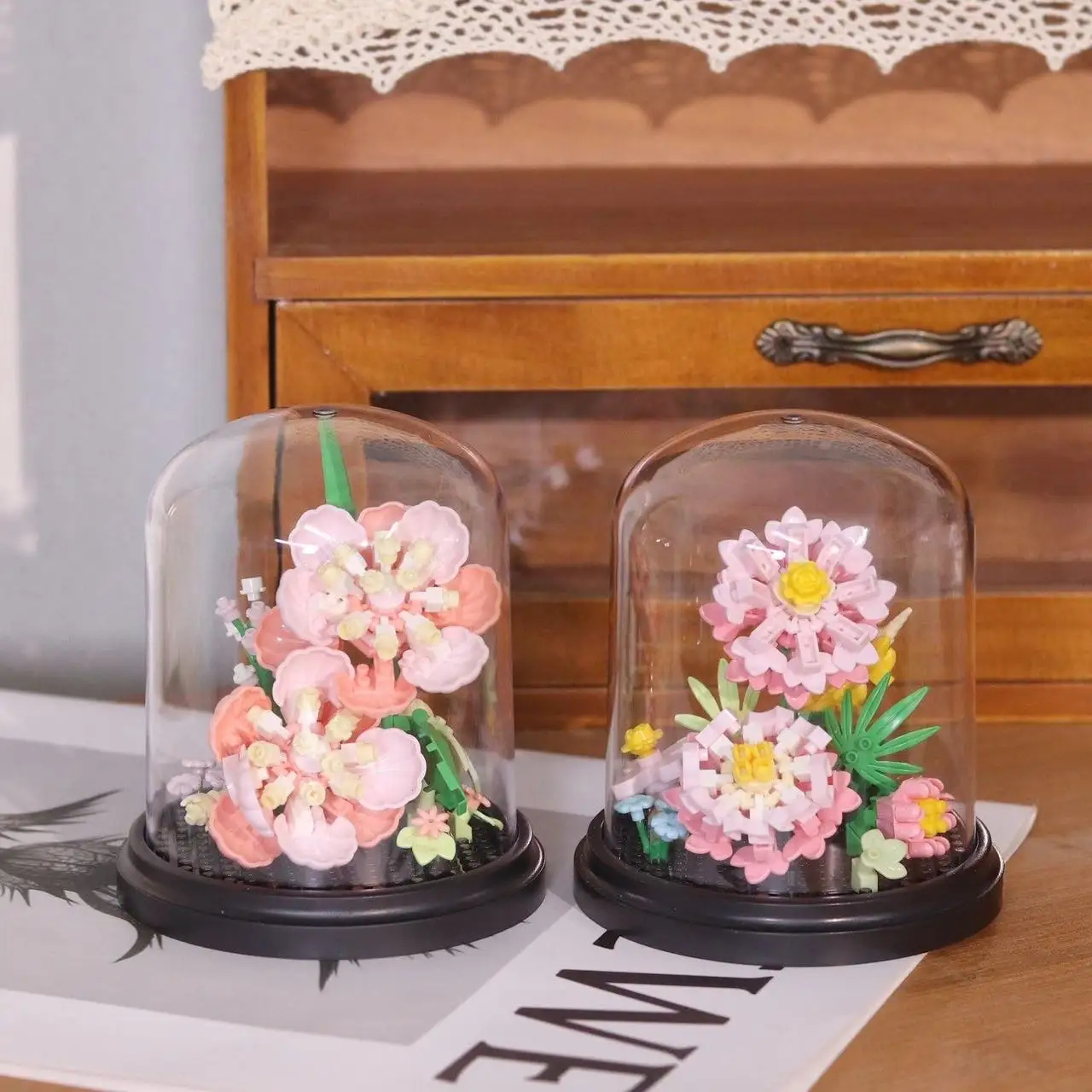 Building Block Toy Flower Bouquet Building Blocks Rose Sunflower Succulents Bonsai Garden Romantic Bricks DIY Potted Plants Model Kit Toy For Kids