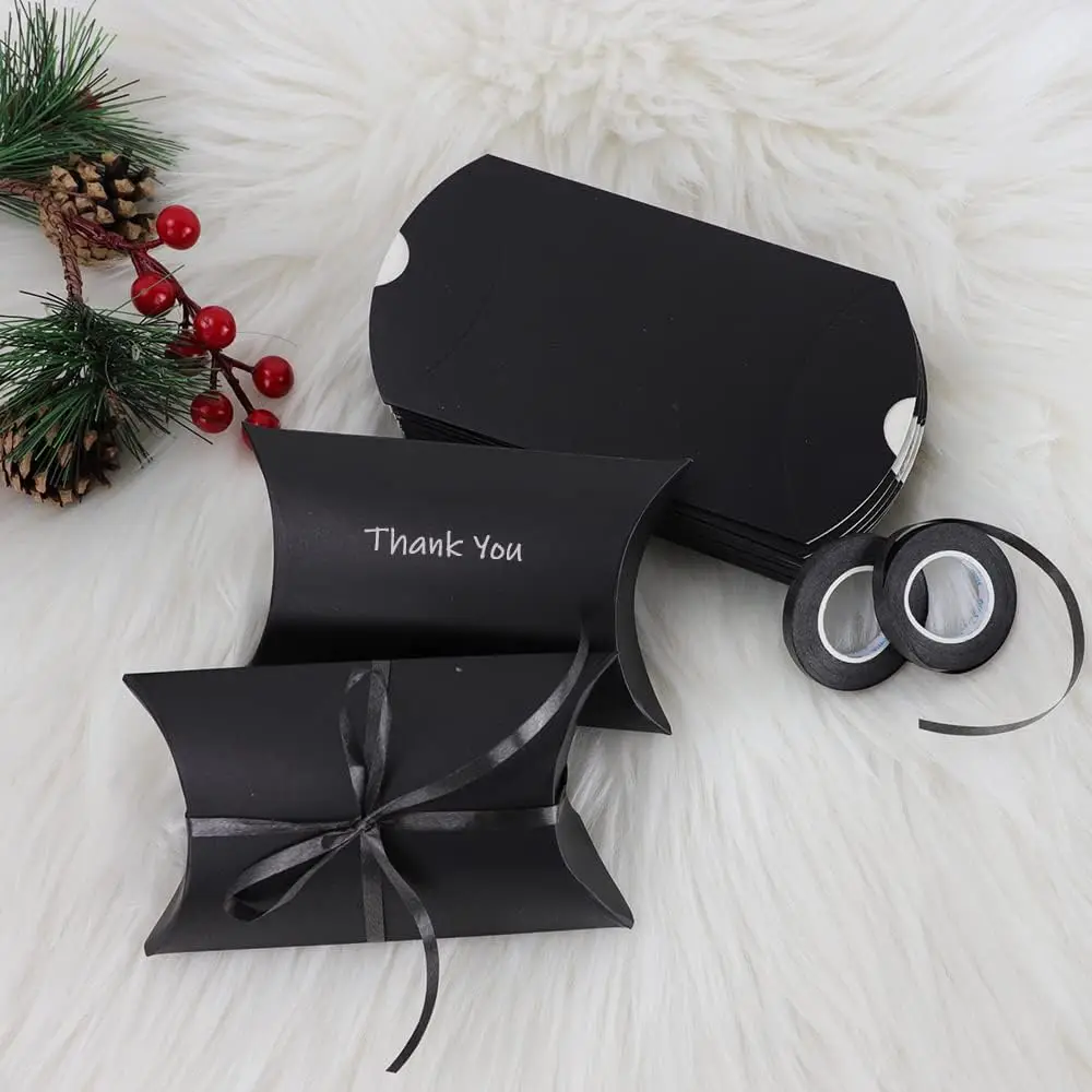 50pcs Kraft Black White Paper Pillow Box For Jewelry Candy Gift Wedding  Favor Small Business Packaging Supplies Material - AliExpress, image size:1000x1000