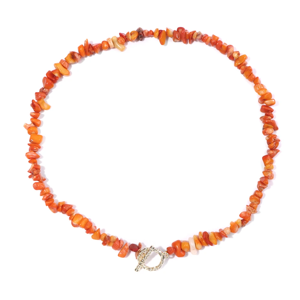 Roter Chip-Stein-Halsband, unregelmäßige natürliche Karneol-Achate, Korallenquarz, Edelstein-Halskette, Reiki, böhmischer Schmuck, Geschenk für Frauen und Männer – Detail 13