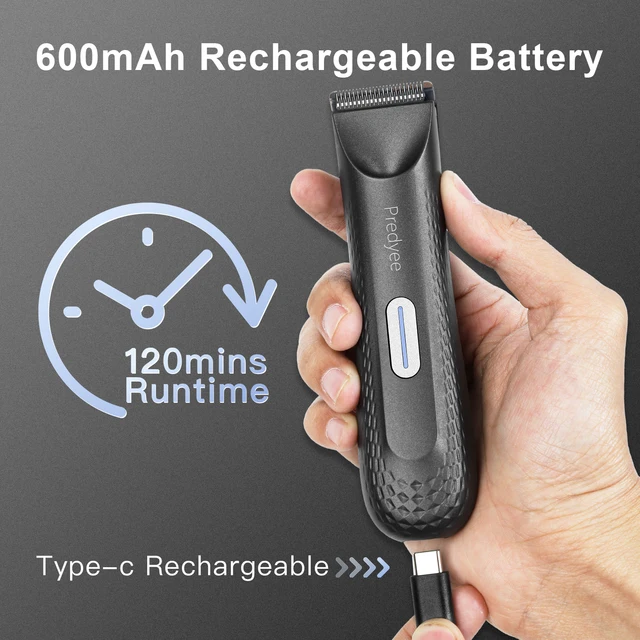 Electric Trimmer for Men's Groin Hair: Versatile Body Groomer and Waterproof Pubic Hair Trimmer with Replaceable Ceramic Blade 4