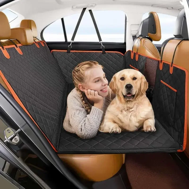 Hard Bottom Dog Car Seat Cover Waterproof With Mesh Window Scratch Prevent Antinslip Hammock dog car seat cover