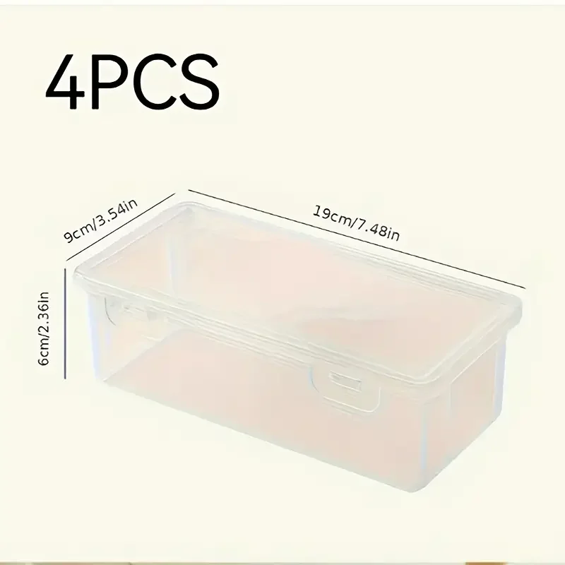 뚜껑이 있는 대형 투명 PP 보관함 4개, 사무용품, 연필, 공예품 보관에 사용됨