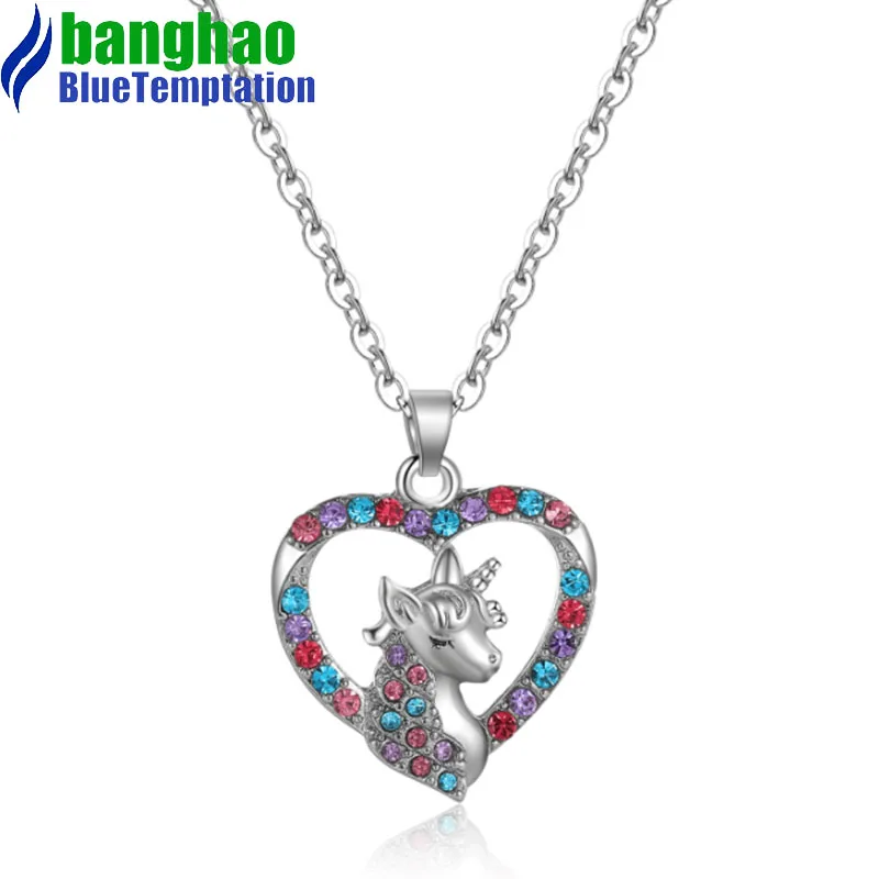 

wholesale DIY unicorn charm Necklace pendant for Women Zircon Jewelry charms Necklace Mermaid Accessories NK150