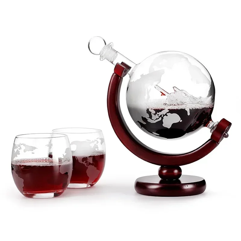 Whiskey decanter set Globe Wine Decanter Glass Crystal Party Alcohol Dispenser Bar Glassware Vodka Whiskey Decanter Lead Free Pitcher Creative Gift