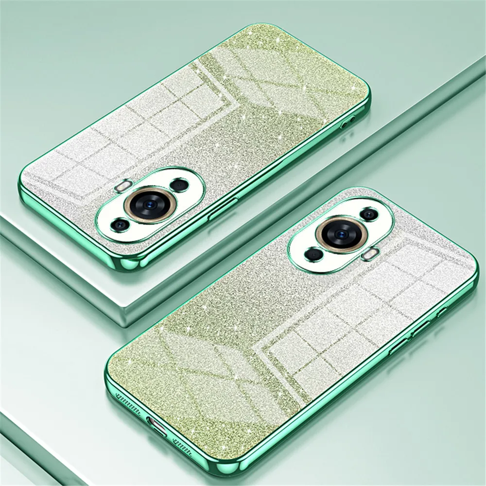 Gradient Glitter Plating Clear Shockproof Phone Case - Soft Silicone  Cover