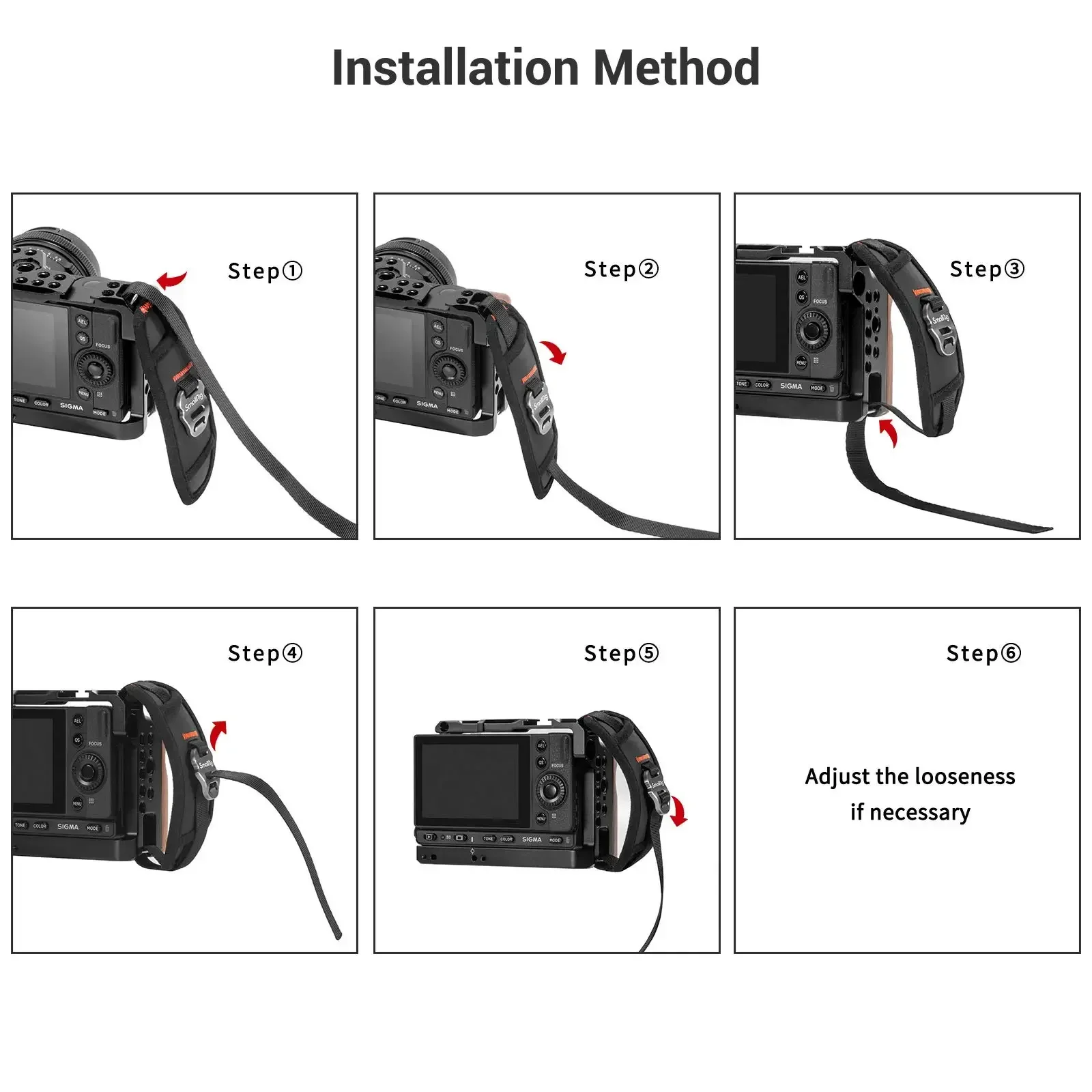SmallRig DSLR 카메라 케이지용 범용 핸드 스트랩 스트랩 슬롯 케이스가 있는 사이드 핸드그립 조절 가능한 안전 그립 지원 리그 -2456