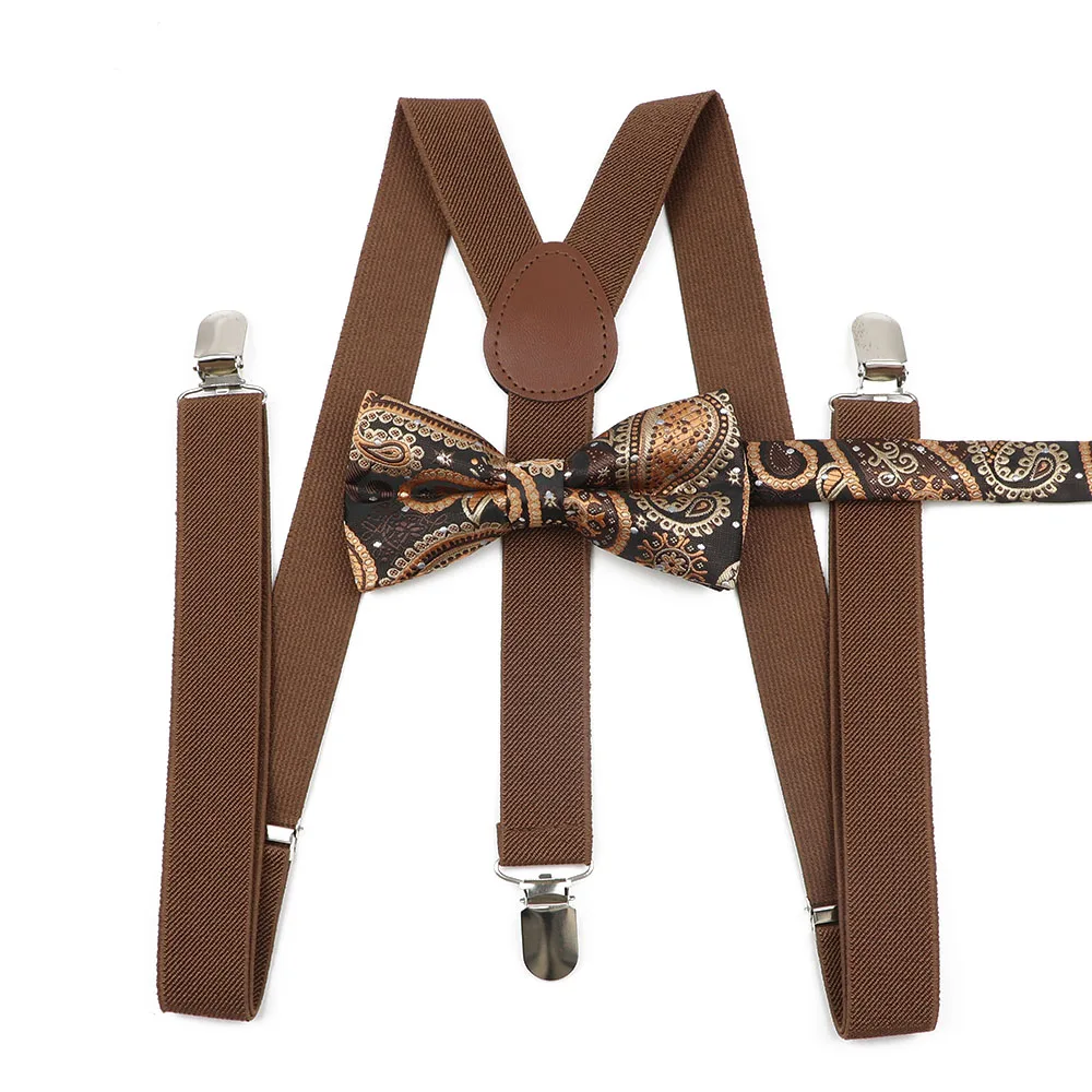 Men's Suspenders Bowtie Sets With Adjustable Straps Y-Back Braces Floral Stripe Bow Ties For Men In White Shirts At Wedding Part