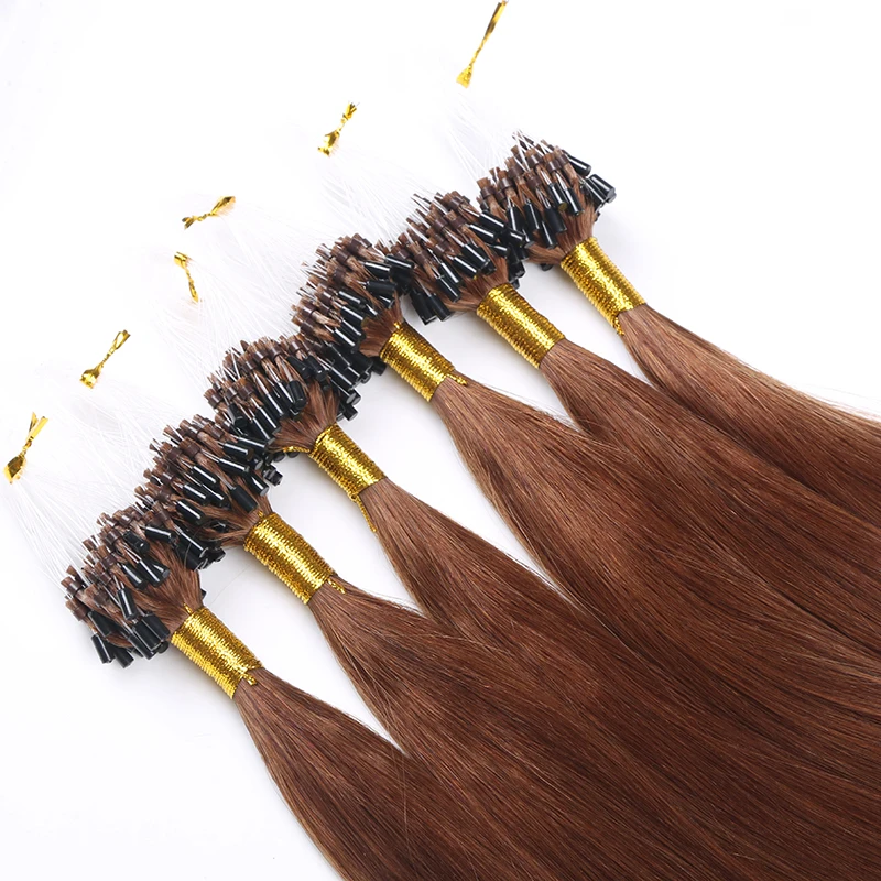 Remy Micro Ring Hair Extensions Straight Raw Virgin Hair Extensions Pre Bonded Micro Loop 14"-30" Fusion Human