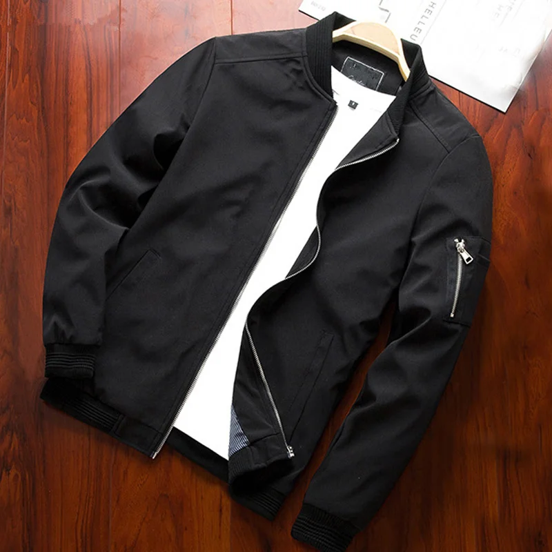 

Мужская куртка-бомбер тонкая приталенная бейсбольная куртка с длинным рукавом Мужская ветровка на молнии мужская куртка-ветровка верхняя одежда брендовая одежда