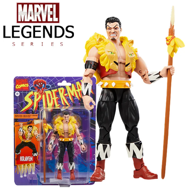 

Ko Marvel Legends Spiderman Enemies Kraven Action Figures Toys 6 Inch Sergei Kravinoff Movable Statues Model Collectibles