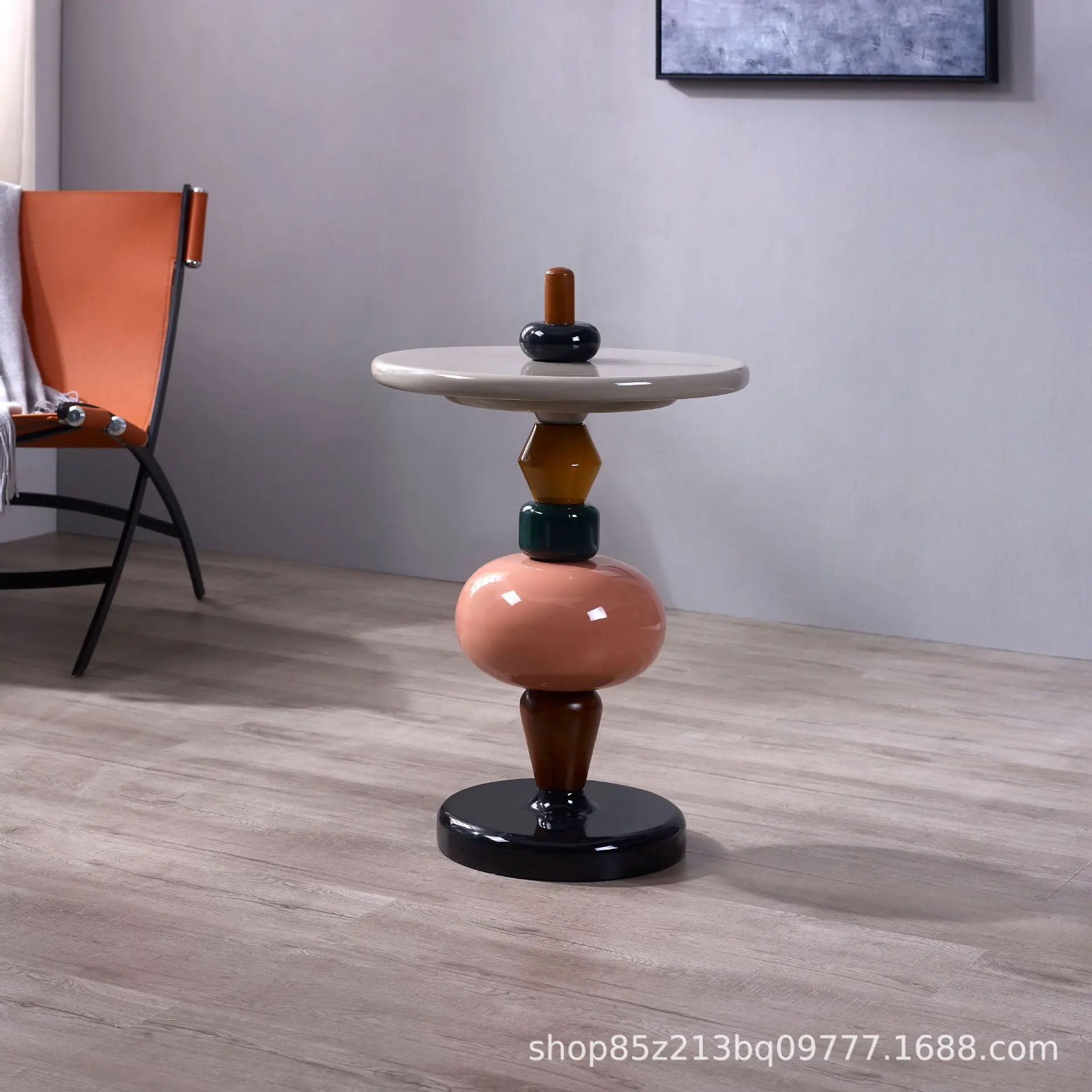 ‌Scandinavian Side Table, Colorful Accent Living Desk, Creative Bedside Cabinet, Candy-Inspired End Table