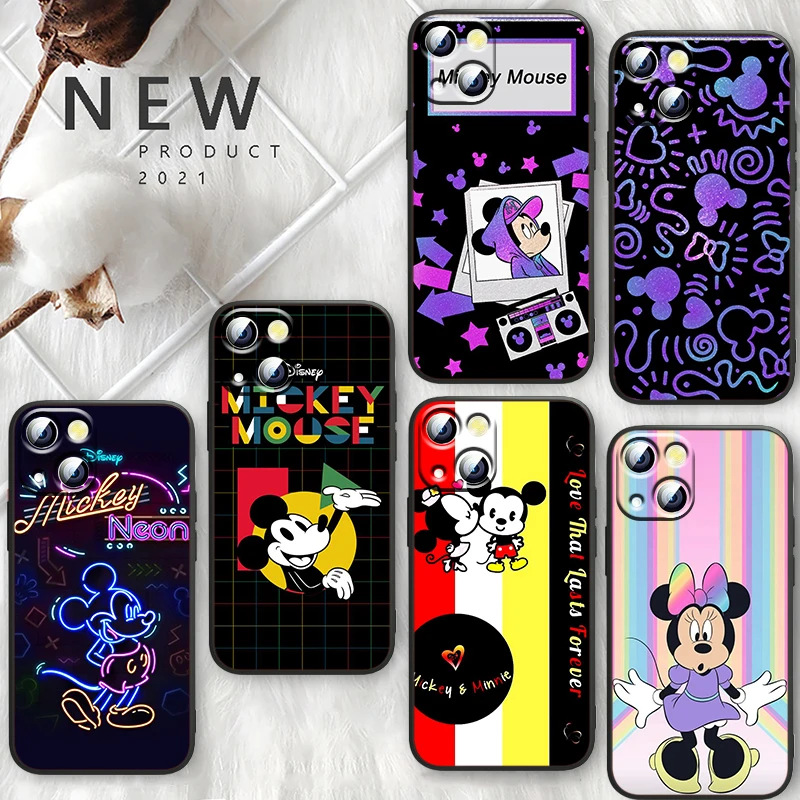 

Disney Minnie Mickey Cool Phone Case For Apple iPhone 14 13 12 Mini 11 XS Pro Max X XR 8 7 6 Plus SE 2020 TPU Black Funda