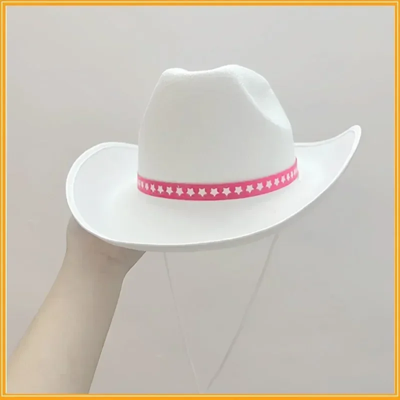 

1pc Wedding Costume Doll Cowboy Hat Cowgirl White Wide Brim Hat Ken Cosplay for Women Men Adult White Western Cowboy Hat