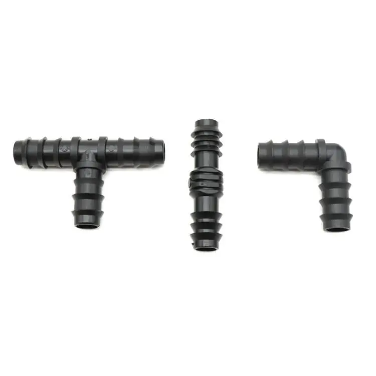 Estufa Tee Cotovelo Reto Plug, PE Irrigação Pipe Fitting, Micro Spray Acessórios, 16mm, 20mm, 25mm, 10Pcs