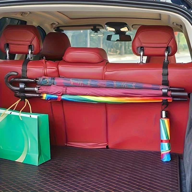 Versatle Car Seat Back Hook & Trunk Umbrella Holder-Durable ABS Material, Fits Most Vehicles