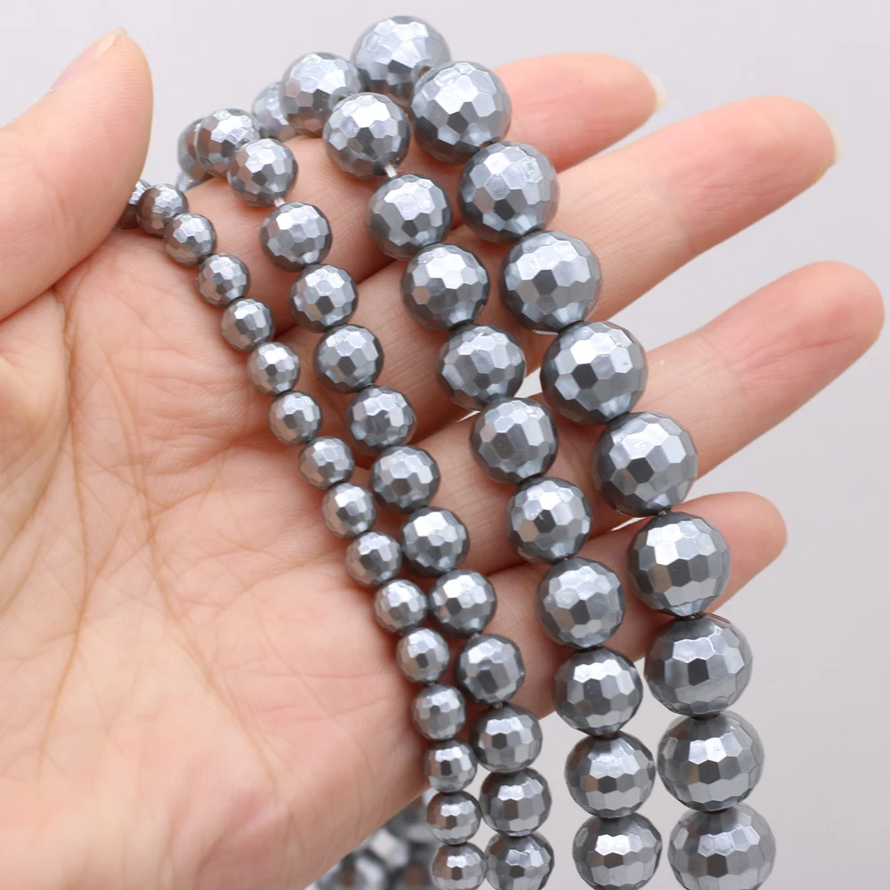 7-8mm Gray Freshwater Round Pearls Beads High Quality Blue Natural