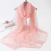 Korean Solid Transparent Chiffon Travel Holiday Beach Towel Sunscreen Shawl Female Summer Air Conditioning Ice Silk Scarf M10 5