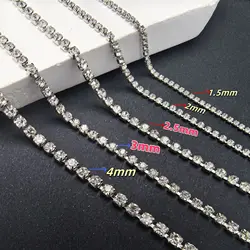 1 Meter Gold Crystal Rhinestone Trim Chain for DIY Jewelry and Craft Decoration (Rhodium)