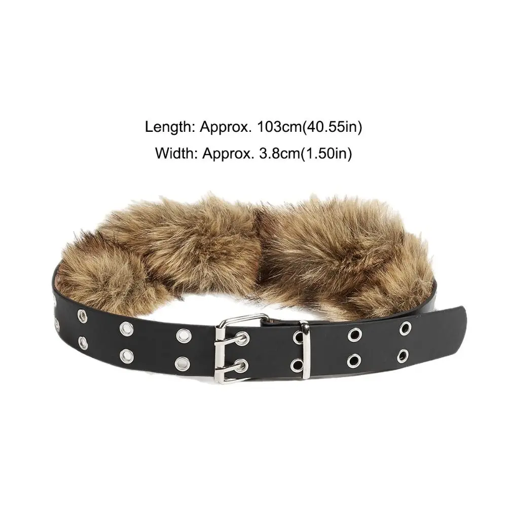 Retro Trendy Design Faux Fur Belts Punk Y2K Furry Splicing Belt All-match Waist Belts Women Fashion