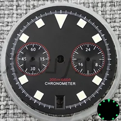30mm Blue/White/Black Pelagos Cyclist Chronograph Watch Dial with C3 Green Luminous Feature for VK64 (Black-1)