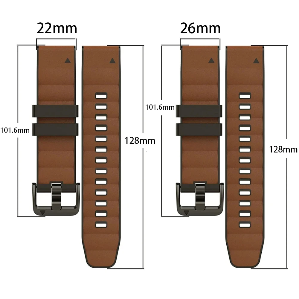 Versatile Silicone Leather Watch Band with Quickfit Bracelet - 22mm/26mm