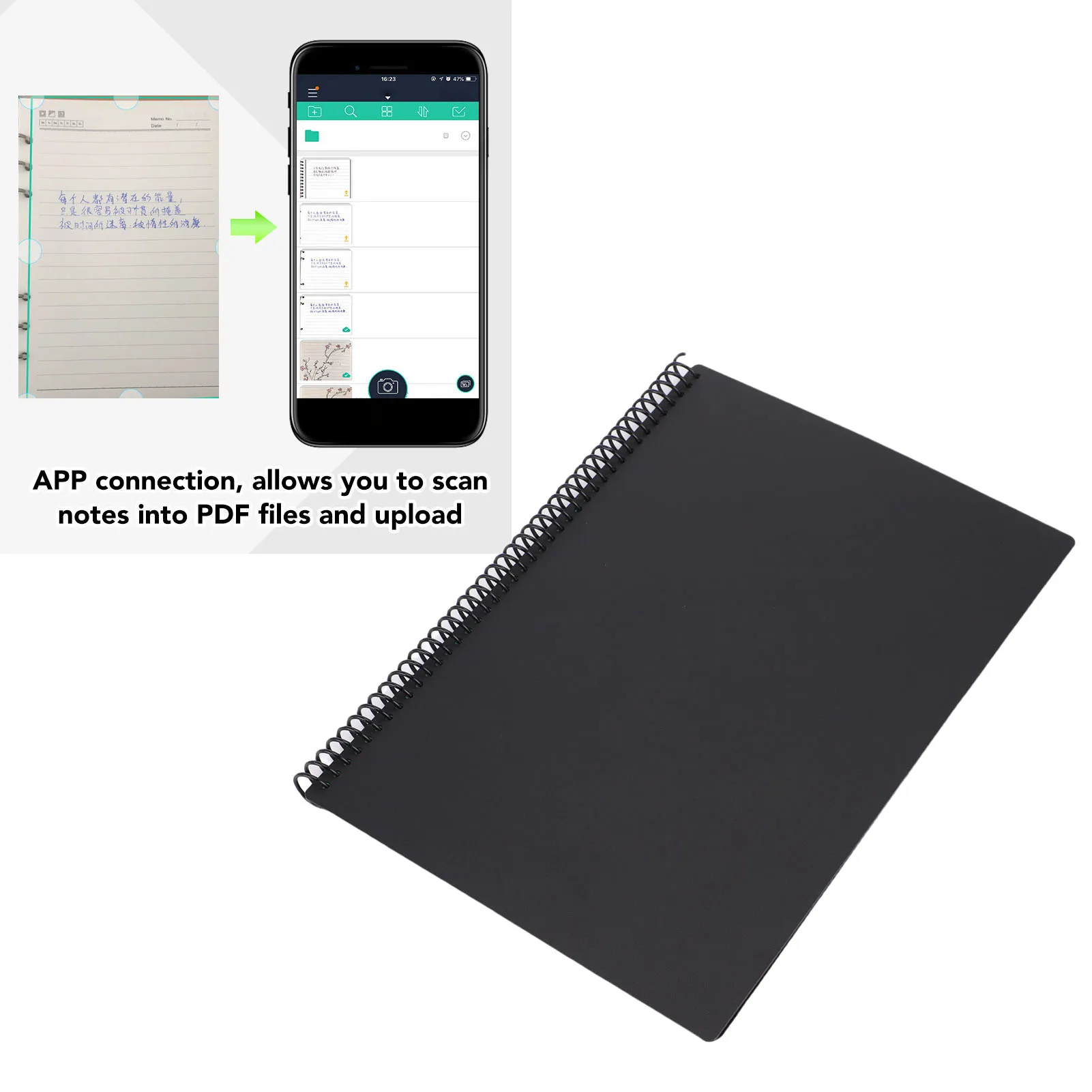 재사용 가능한 노트북 스마트 스파이럴 노트북 180x255mm 30매 라인 및 도트 페이지 작업 학습용 지울 수 있는 스마트 스파이럴 노트북