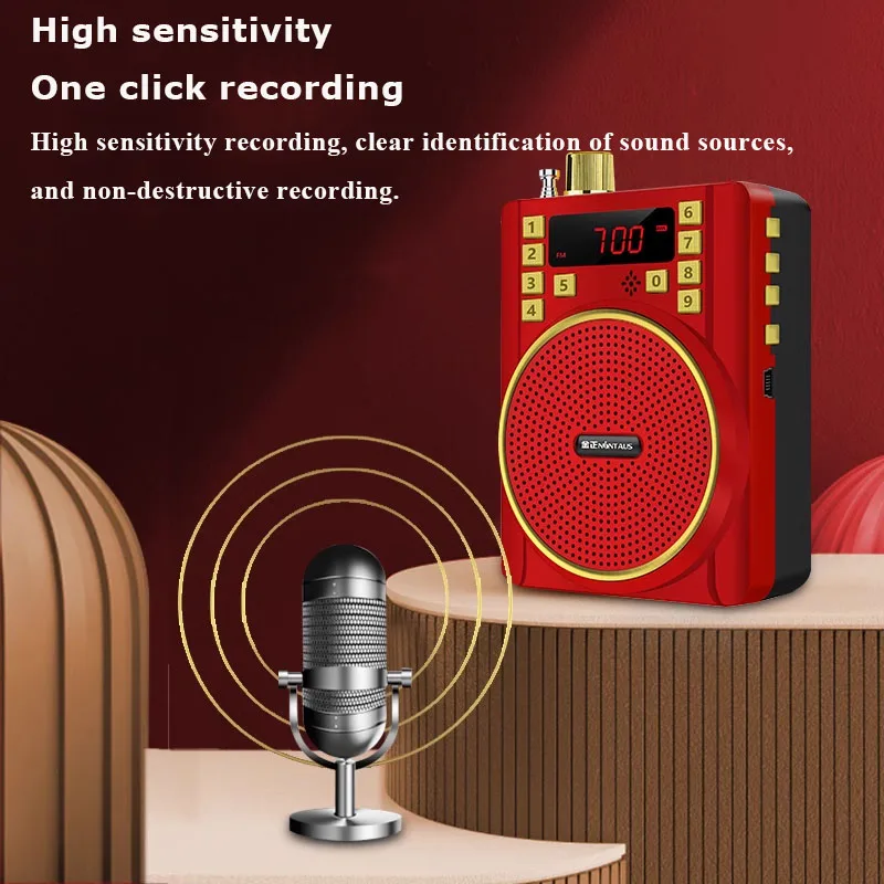 Mini Portable FM Radio Rechargeable Battery Radios with LED Display Voice Amplifier Smart Noise Reduction Recorder Support USB