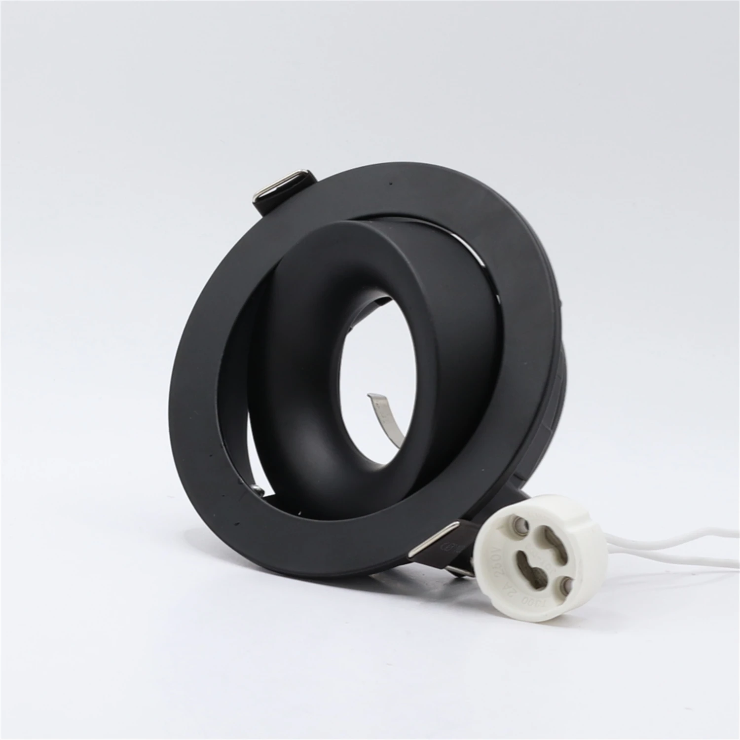 5pcs LED Spotlight Frame with GU10 Base Recessed Round Downlight Adjustable Angle Lamp for Kitchen Living Room Bedroom Lighting