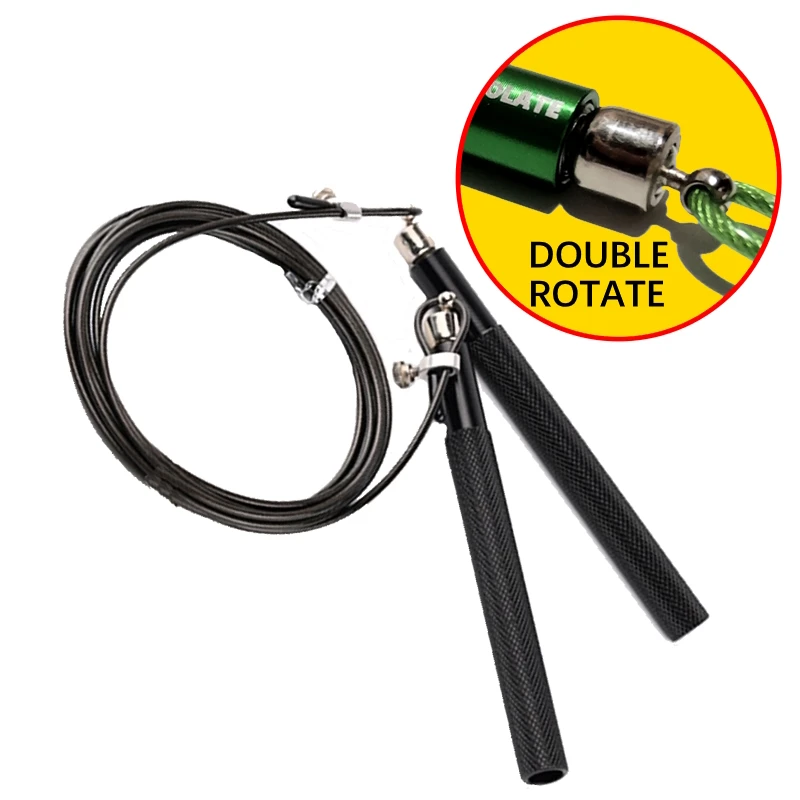 2.5mm pvc coated steel cord speed jump rope metal handle with ball bearing and 360 rotate gear skipping double under 2