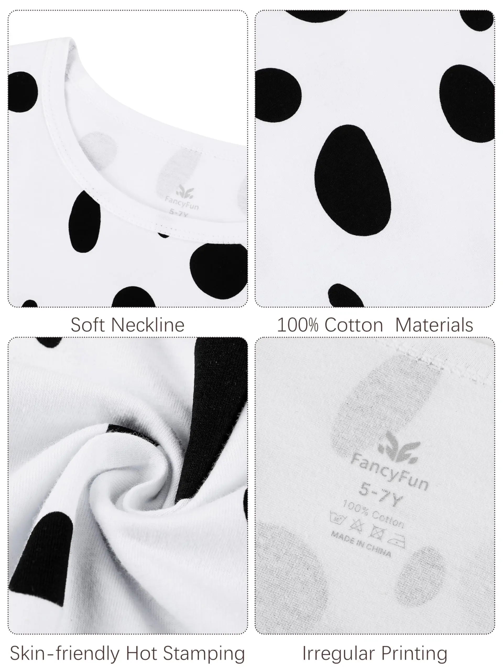 100 days School Dalmatian Costume for Kids Girls Cotton Costume Dalmatian Set T-shirt Tutu Tutu Leggings