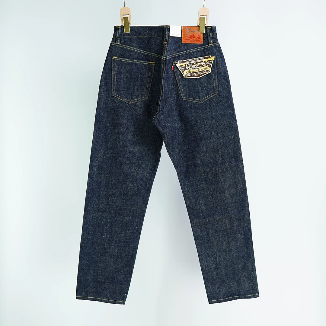 Oversized 18 oz Raw Blue Denim Jeans for Men Red Selvedge Heavyweight Washed Pants American Casual Loose Straight Trousers 5