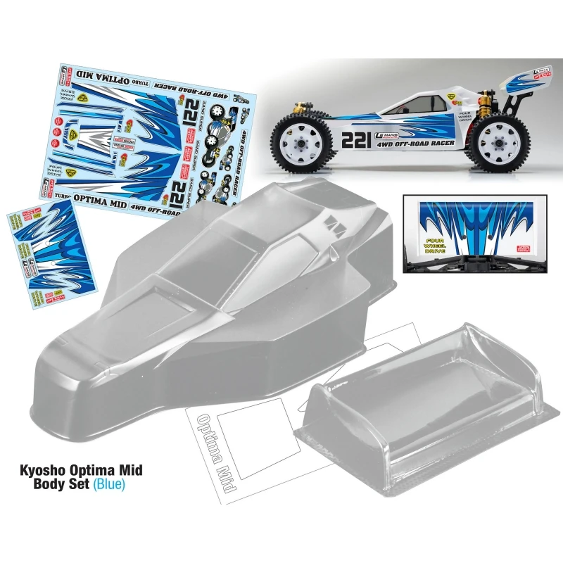 

Kyosho Optima Mid Clear Car Body Shell Set for 1/10 4WD OFF-ROAD RACER Buggy Truck