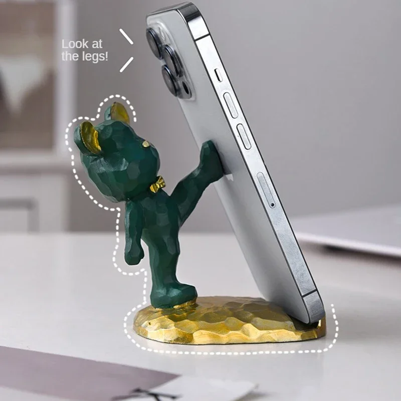 Cute Home Decoration Bear Phone Holder Desk Accessories Aesthetic Room Decor Gadgets Desktop Sculpture Gifts