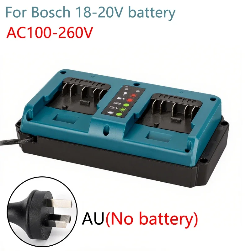 Universal Dual-Port Rapid Charger for 18V/20V Li-ion Batteries with Multiple Plug Options