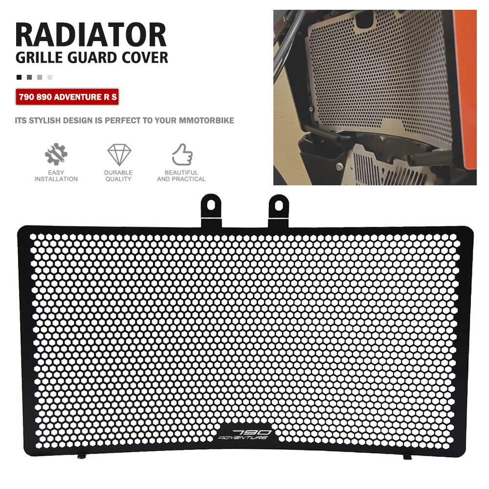 

Motorcycle Aluminum Radiator Grille Grill Guard Cover Protector FOR 790 890 Adventure R S Accessories 2019-2020-2021-2022-2023