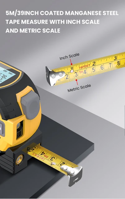 2-in-1 Laser Tape Measure - Rechargeable 165 Ft Laser & 16 Ft Tape, LCD Display, Magnetic Hook For DIY & Construction